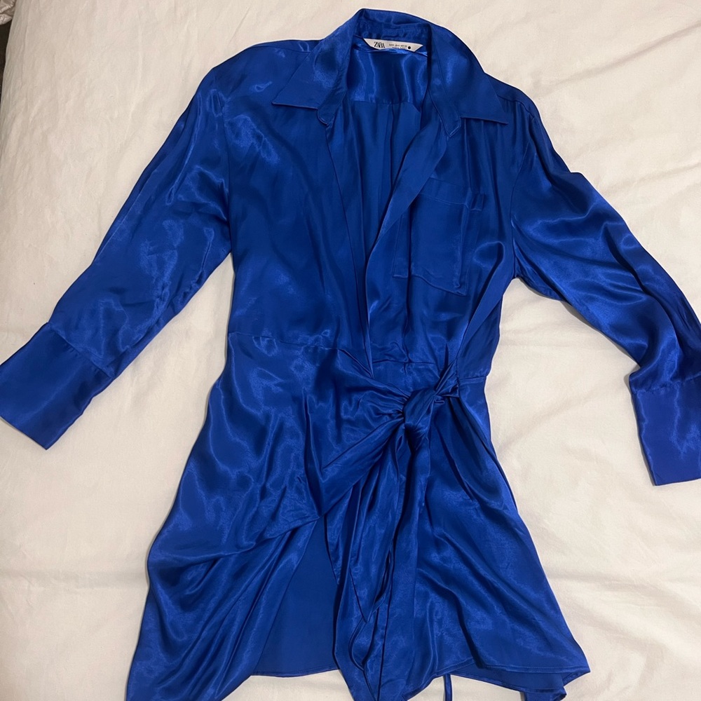 Zara blue silky dress
